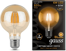Лампа LED G95 E27 2400К 6Вт 550Лм Golden Filament Gauss
