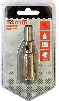 Коронка алмазная по стеклу и керамограниту 16 мм (центр сверло) Ritter Eco