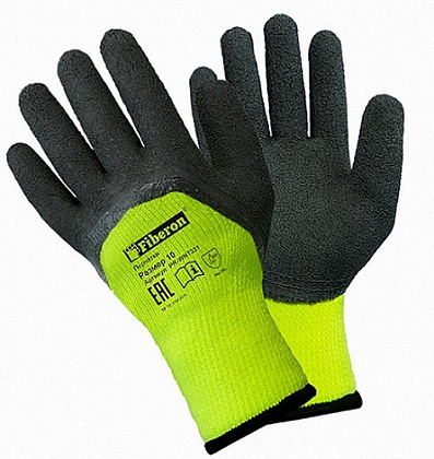 Перчатки "Утеплённые: Тайга" 10(XL) акриловые, вспененное латексное покрытие, Fiberon, 10(XL)/60/12,