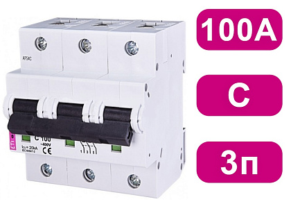 Автоматический выключатель ETIMAT10 C100/4 10кA ETI