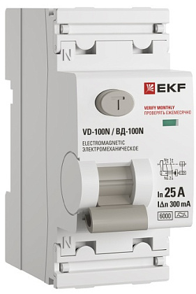 УЗО ВД-100N 25/2 30мА, тип A, 6кА PROXIMA EKF