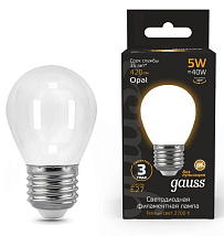 Лампа GAUSS LED Filament Шар OPAL 5W Е27 2700К 420Lm