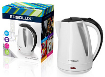 Чайник пластиковый бело-черный 1.8л, 160-250В, 1500-2300Вт ERGOLUX ELX-KP02-C32