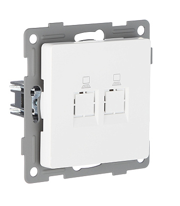 Розетка RJ45 (cat 5e) 2-я белая U1A-016-2 SoftTouch "Uno" AWSproducts