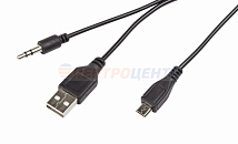 USB-AUX кабель на microUSB для портативных  колонок 0,5м  REXANT