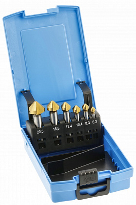 Набор для снятия фаски по металлу (6 шт.) (размеры: 6,3 мм, 8,3 мм, 10,4 мм, 12,4 мм, 16,5 мм, 20,5 