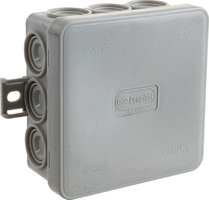 Коробка распред. о/п 85х85х38 IP55 СЕРАЯ Ecoplast (252)
