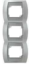 Рамка R-3JV/18 411 тройная вертикальная серебро
