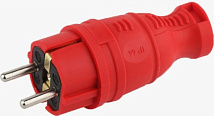 Вилка каучук прямая с/з (красная) IP44 AY-KA