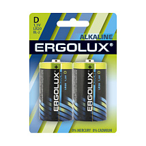 Элемент питания Ergolux LR20 Alkaline BL-2 (LR20 BL-2, батарейка,1.5В)