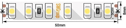 Лента LED 3528 6000K 9,6Вт/м 120LED/м 450Лм/м 24В 5м IP65 SWG
