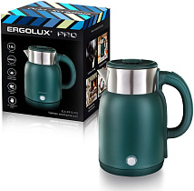 Чайник электрический зеленый 1,6л. нерж. сталь/пластик 2200Вт ERGOLUX ELX-KS13-C05 PRO (нерж. сталь/
