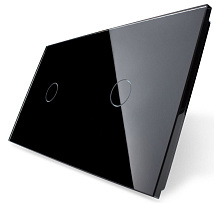 Панель для двух сенсорных выключателей Livolo, 2 клавиши (1+1), цвет черный, стекло