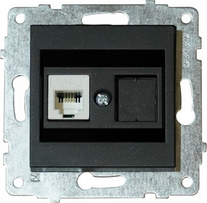 Механизм роз. комп. 1-местн. (RJ45 CAT6), черный металлик