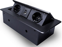Выдвижная гор. розетка 2 Euro 16A USB type A+C 18W Черный RocketSocket