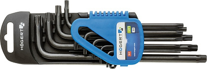 Набор Г-образных удлиненных ключей TORX, Т10-Т50, 9 шт. HOEGERT, ком