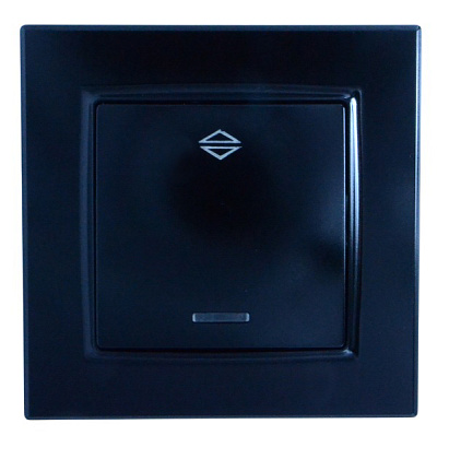 Выключатель проходной 1-кл. с подсветкой чёрный SD-P1004B "Standard" AWSproducts