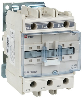 Контактор КМЭ 80А (кат.220В АС, 80А, 37кВт, 1но. 1нз) EKF