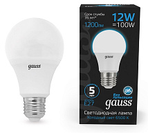 Лампа GAUSS LED A60 12W 1200lm 6500K E27 1/10/50