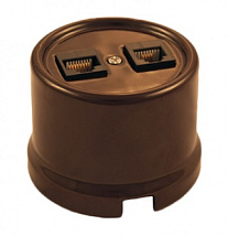 Розетка RJ-45 (2-я, cat 5e) Коричневый (пластик) Bironi