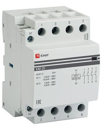 Контактор модульный КМ 25/40 (кат.230В AC, 4но, 25A PROxima) EKF