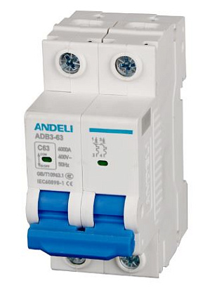 Автоматический выключатель ADB3-63 C6/2 6kA Andeli