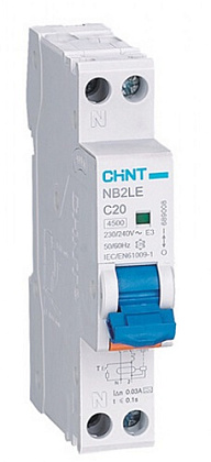 АВДТ NB2LE C20/1+N 30мА, 1 мод. тип АC, 6кА CHINT