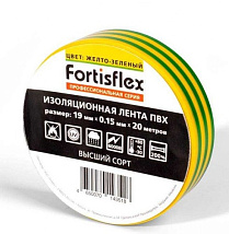 Изолента ПВХ желто-зеленая (0.15*19*20) (Fortisflex)
