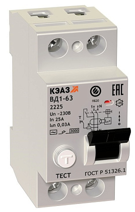 УЗО ВД1-63-2240 40/2 30мА, тип AC, 4,5кА КЭАЗ