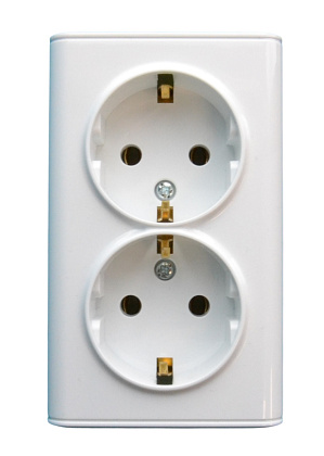 Розетка ОУ 2-я с/з белая SD-S006W "Standard" AWSproducts
