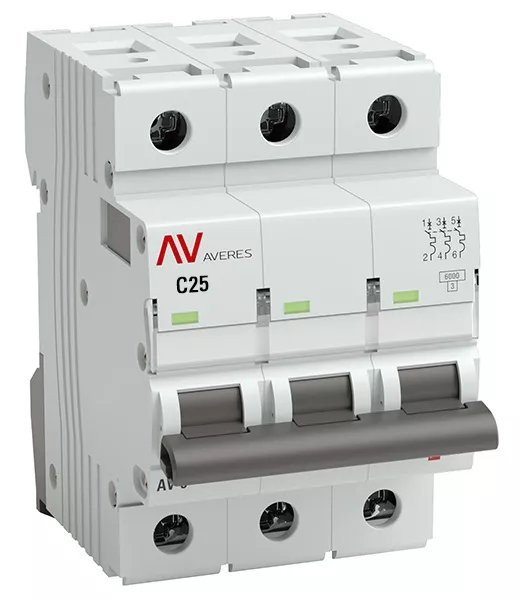 Автоматический выключатель AV-6 C25/3 6кА  AVERES EKF