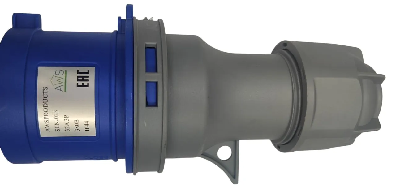 Вилка переносная 32A 3п (2P+PE) SLN-023 IP44, 380В, AWSPRODUCTS