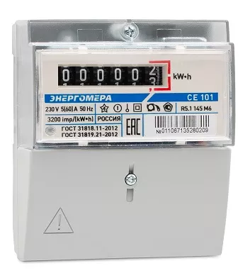 Счетчик эл. (на DINрейку) CE 101 R5.1 145 М6 230В 1ф 5-60A кт 1.0 МОУ DIN (Энергомера)