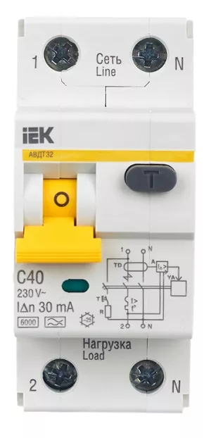АВДТ32 С40/2/30mA, тип АС, 6kA IEK