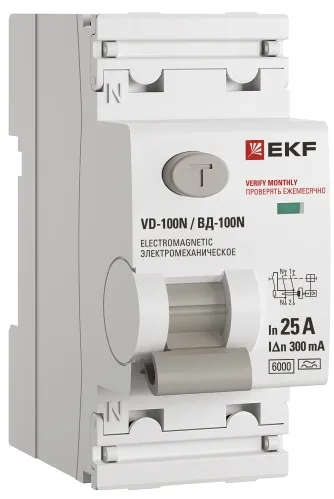 УЗО ВД-100N 25/2 30мА, тип A, 6кА PROXIMA EKF