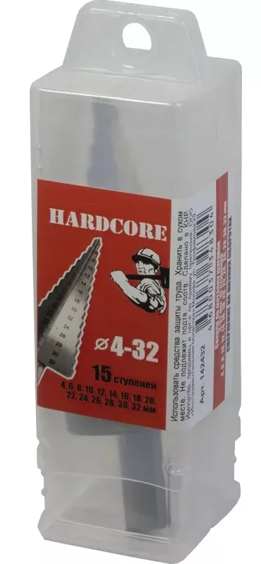 Сверло по металлу шаговое 4-32 мм (15 ступ.) "Hardcore"