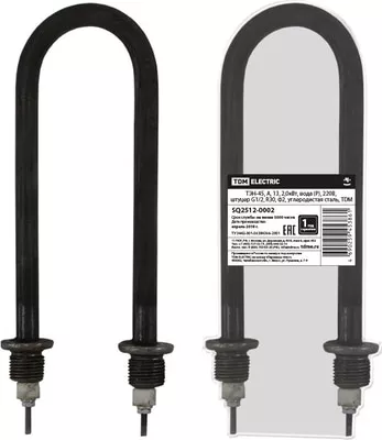 ТЭН водяной 2,0кВт (ТЭН-45, 220V, штуцер G1/2, Ф2) углеродистая сталь (TDM)