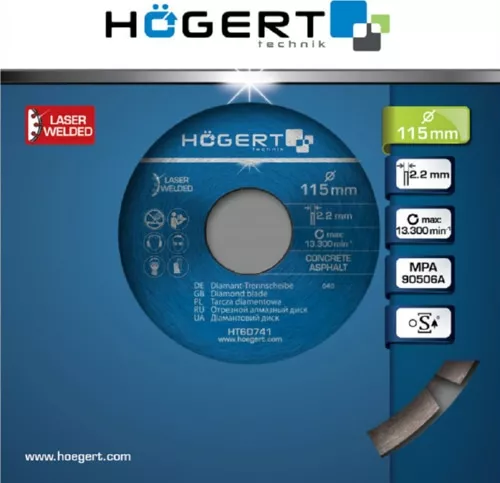 Диск отрезной алмазный 115 х 2,2 х 22,2 мм, turbo HOEGERT