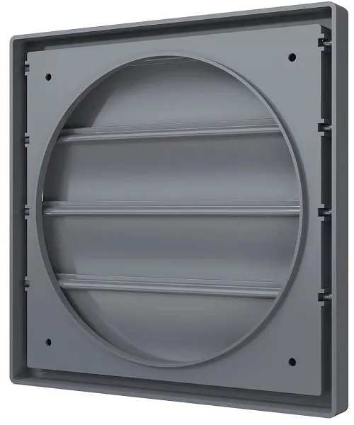 Решетка вентиляционная клапанная фланец D355 жалюзи 410x410 ASA Gray ERA