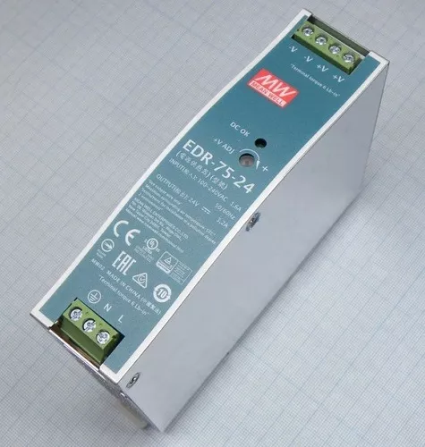 Источник питания EDR-75-24 AC/DC 24В,3.2А,76Вт на DIN рейку