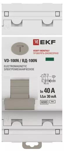 УЗО ВД-100N 40/2 30мА, тип AC, 6кА PROXIMA EKF