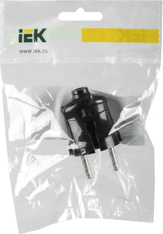 Вилка прямая б/з 6А Черная ВПп20-02-Ст IEK