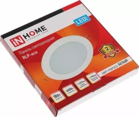 Панель LED INHOME RLP-eco 18Вт 230В 4000К 1080Лм 225/205мм белая IP40