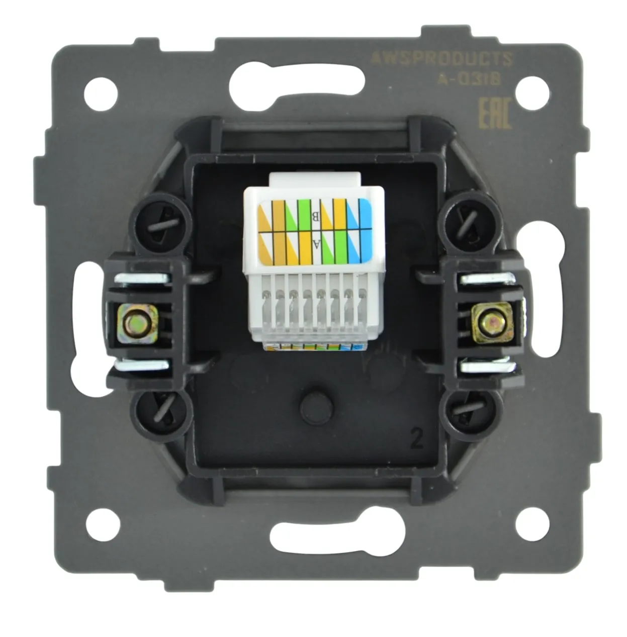Розетка RJ45 (cat 5e) 1-я чёрная A-031B AWSPRODUCTS