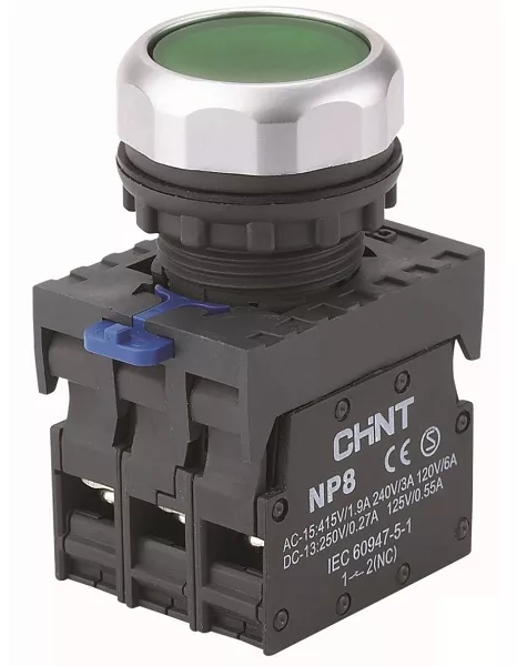 Кнопка управления NP8-10BND/3 1НО зел. AC 110В-220В(LED) IP65 (R) CHINT 667251