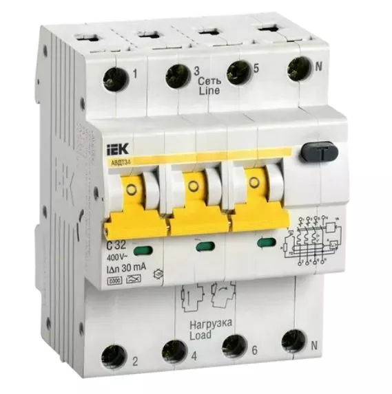 АВДТ34 С32/4/0,03, 30mA, тип АС, 6kA IEK