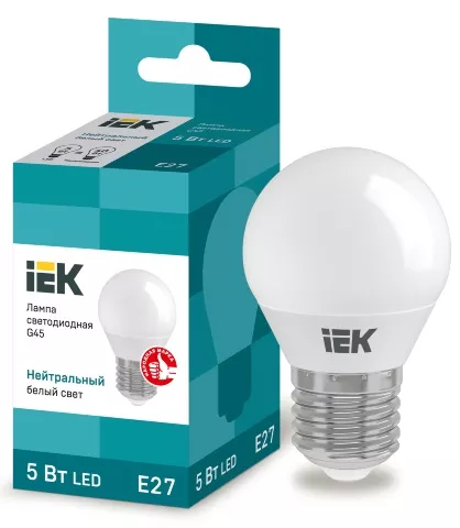 Лампа LED G45 E27 4000К 5Вт 450Lm IEK