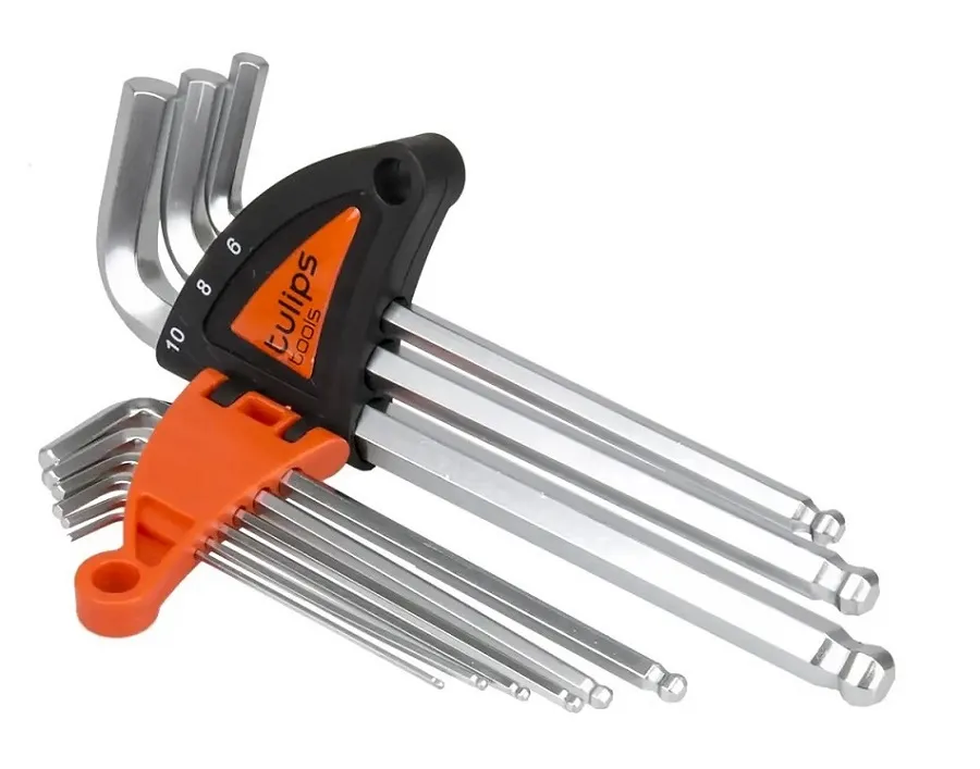 Набор шестигранных ключей(1,5-10мм), длинные с шаром(9шт) Tulips tools