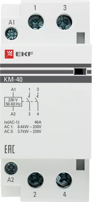 Контактор КМ 40А 230В 2NО (2 мод.) EKF