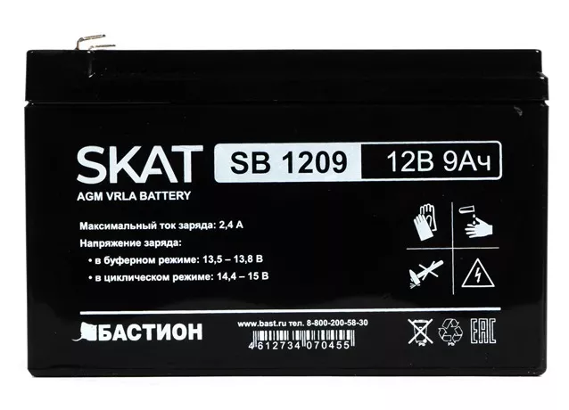 Аккумуляторная батарея SKAT SB 1209 (12В 9Ач) Iзар. 2,7 А